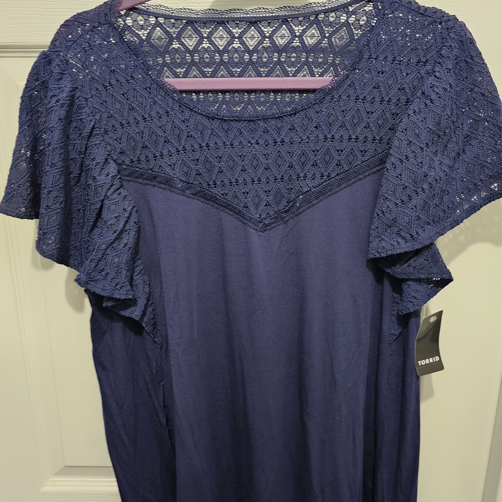 Torrid Navy Short Sleeve Top